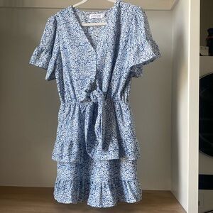 Petal and Pup blue floral tie front dress